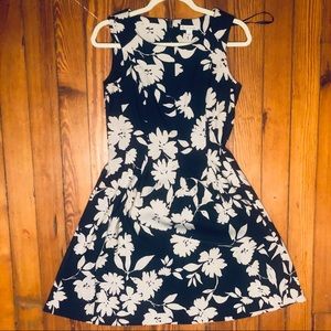 Navy and cream floral dress